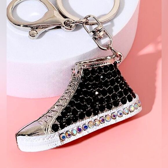 Accessories - Hi Top Sneaker Black & White Purse Charm Key Chain Rhinestone NEW